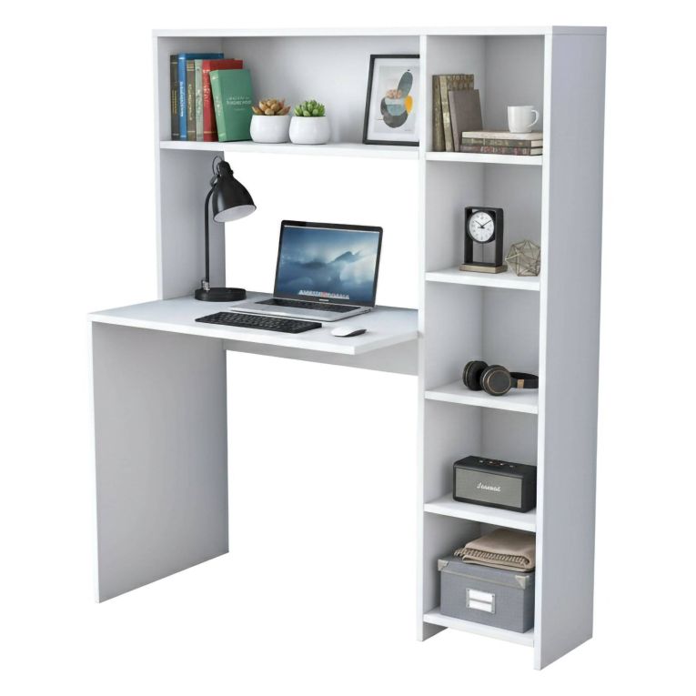 Scrivania studio bianca 113x40cm con libreria - Arapaho