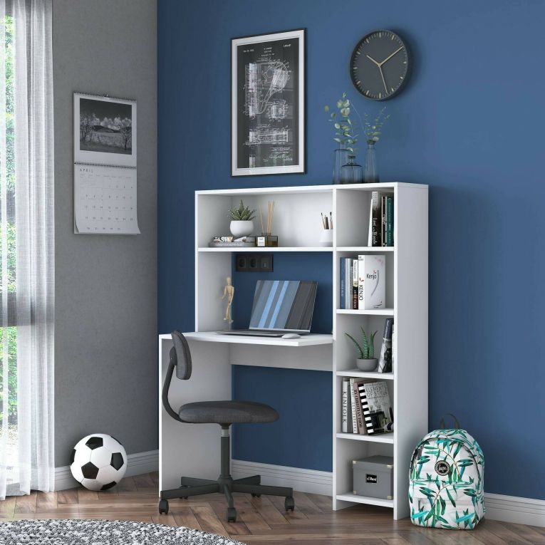 Scrivania studio bianca 113x40cm con libreria - Arapaho