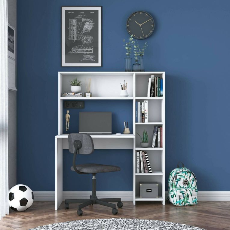 Scrivania studio bianca 113x40cm con libreria - Arapaho