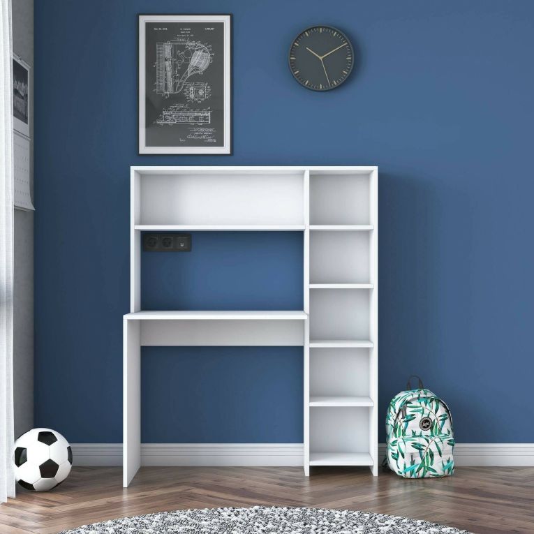 Scrivania studio bianca 113x40cm con libreria - Arapaho