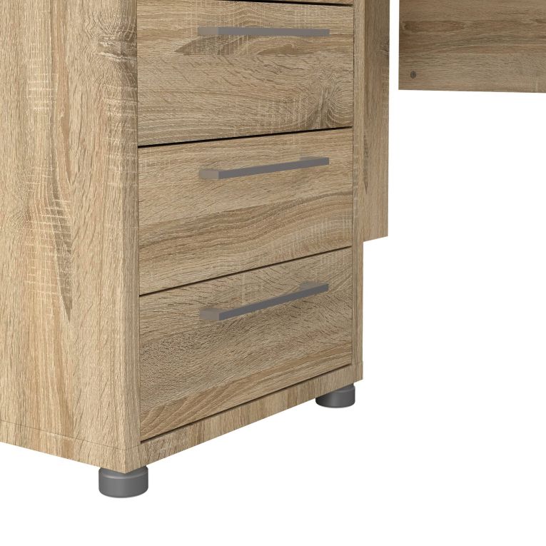 Scrivania Tatienne, Scrittoio multiuso, Tavolo per ufficio porta PC, Piano di lavoro, 159x150 h75 cm, Quercia