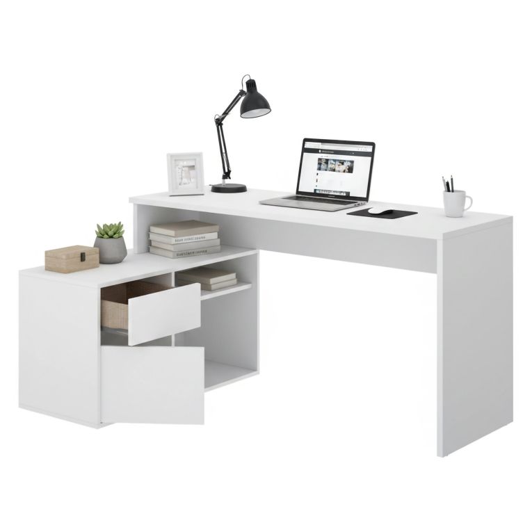 Scrivania ufficio bianca 139x92cm con 1 cassetto - Andor