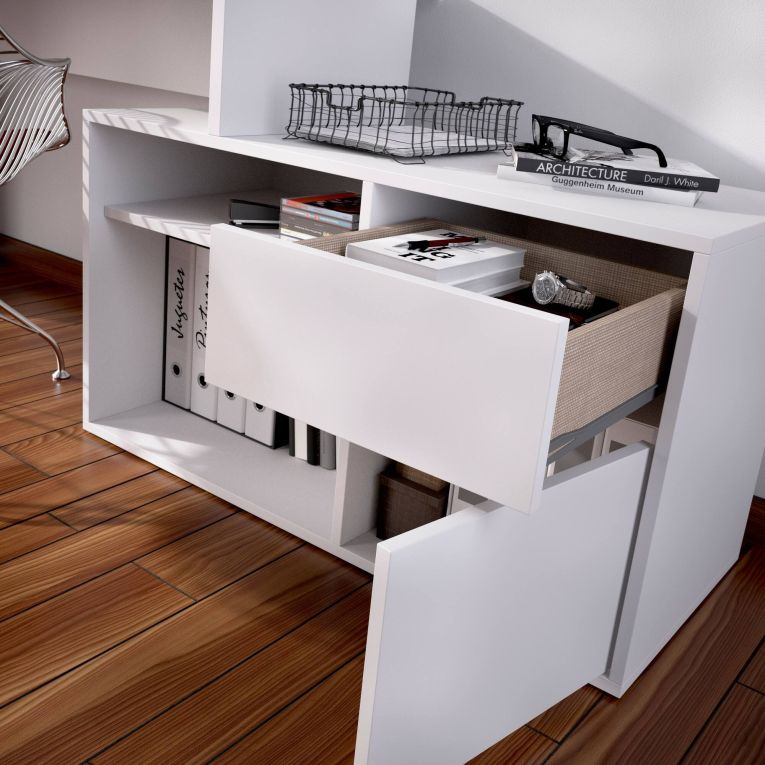 Scrivania ufficio bianca 139x92cm con 1 cassetto - Andor