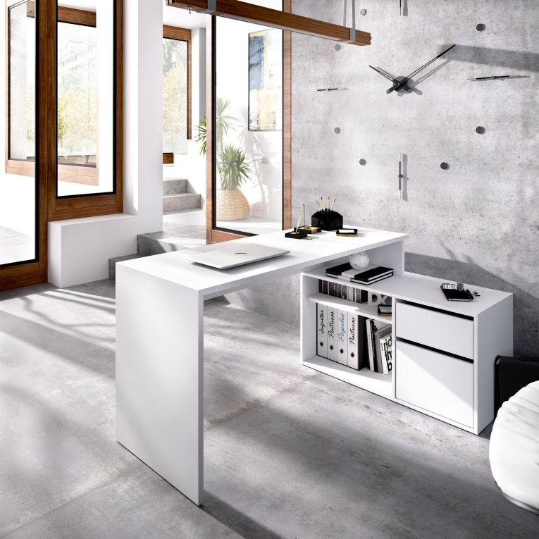 Scrivania ufficio bianca 139x92cm con 1 cassetto - Andor