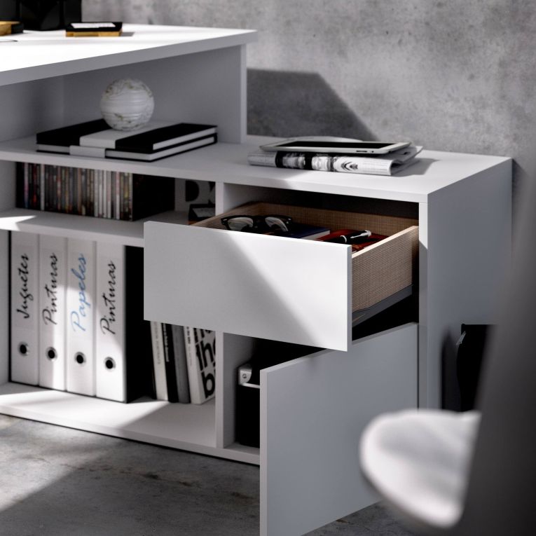 Scrivania ufficio bianca 139x92cm con 1 cassetto - Andor