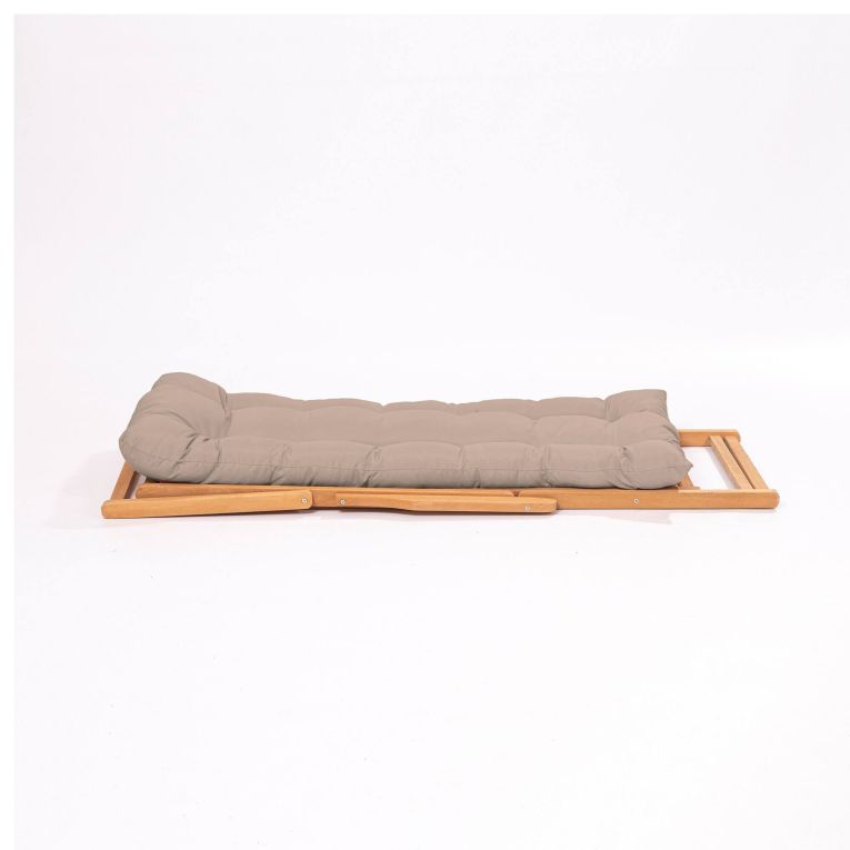 Sdraio pieghevole imbottita beige in legno Marrone rovere - Stintino