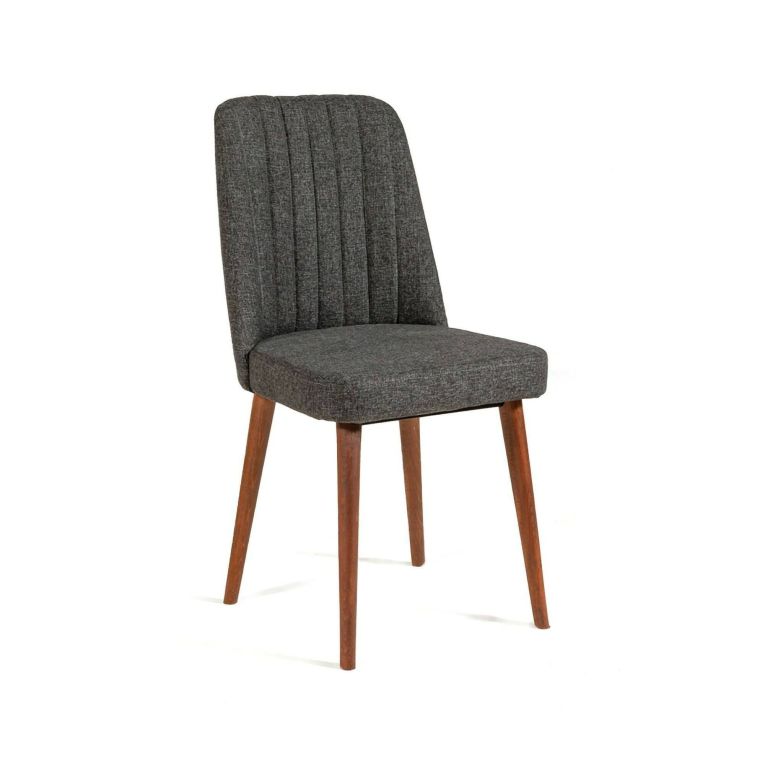 Sedia Alzirr, Seduta in tessuto, Sedia imbottita, Poltrona con braccioli, 47x46h89 cm, Noce e Antracite