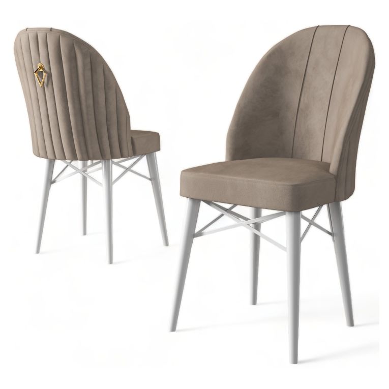 Sedia Beige Bianco 6 Sedie Imbottito, Peso Supportato 120 kg - Perillis