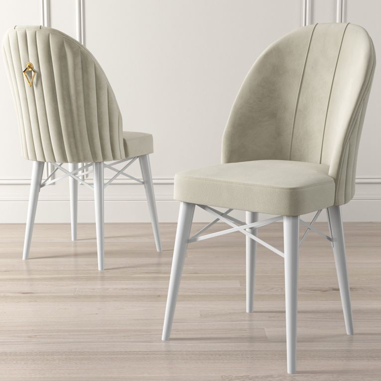 Sedia Bianco Crema Bianco 6 Sedie Imbottito, Peso Supportato 120 kg - Perillis