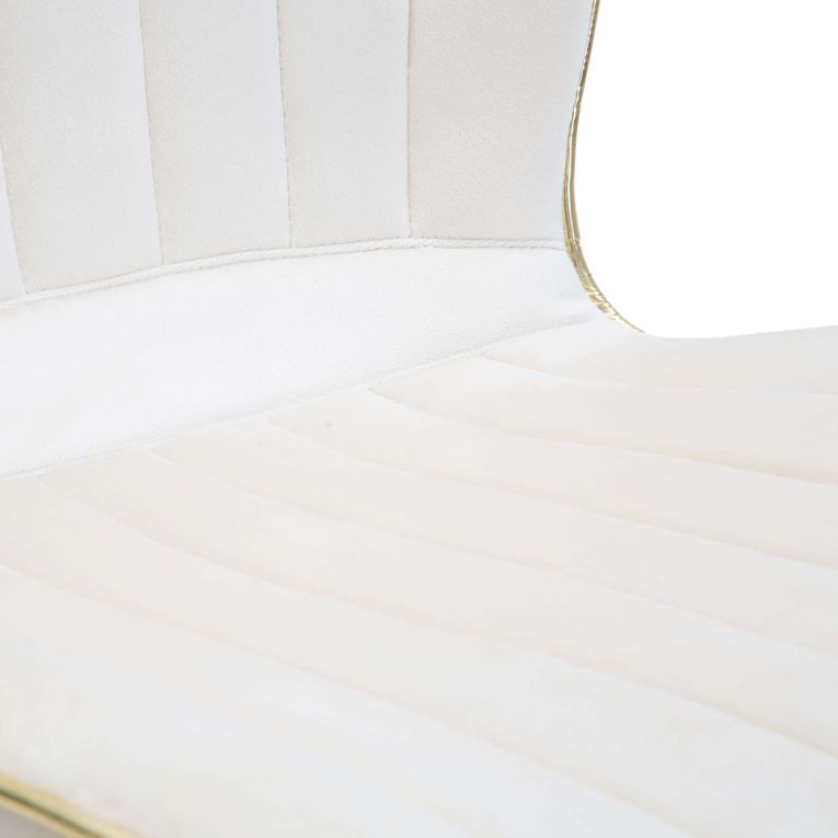 Sedia Bianco Crema oro 2 Sedie Rivestimento in Velluto, Imbottito - Bohinj