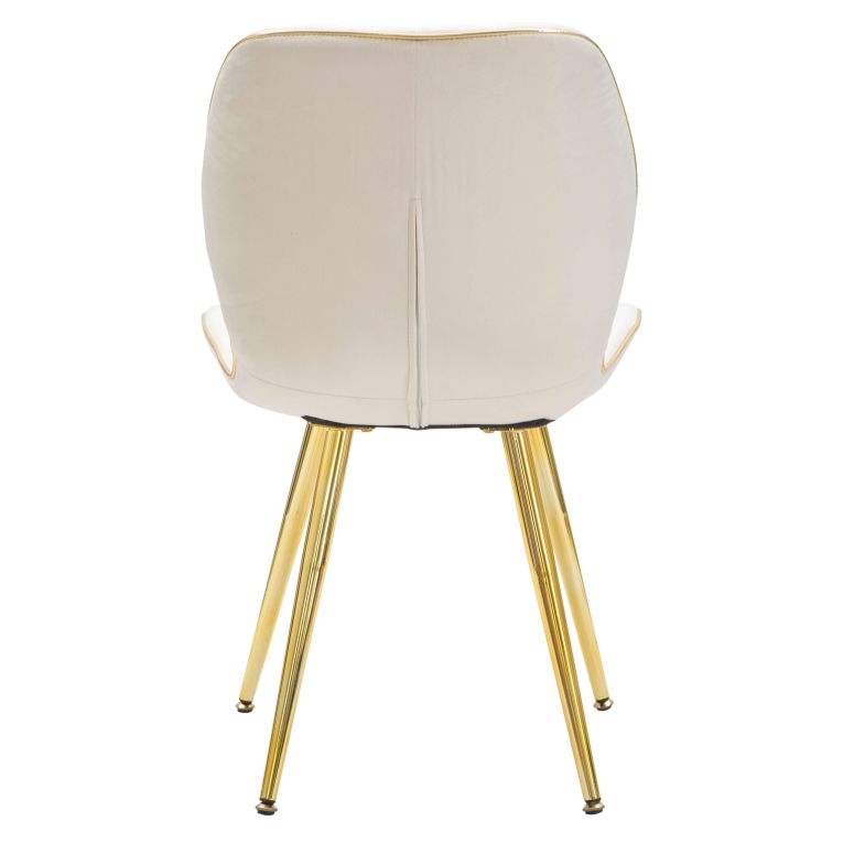 Sedia Bianco Crema oro 2 Sedie Rivestimento in Velluto, Imbottito - Bohinj