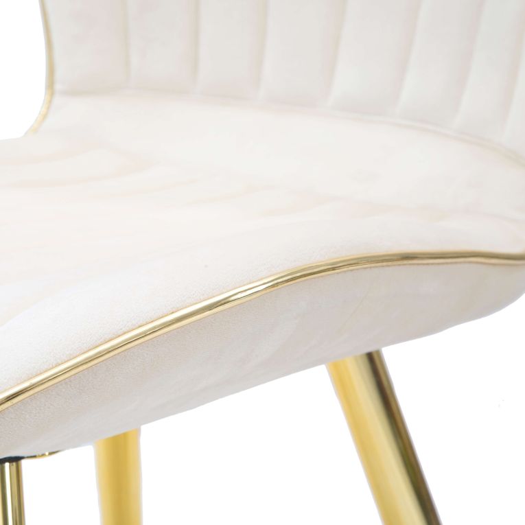 Sedia Bianco Crema oro 2 Sedie Rivestimento in Velluto, Imbottito - Bohinj