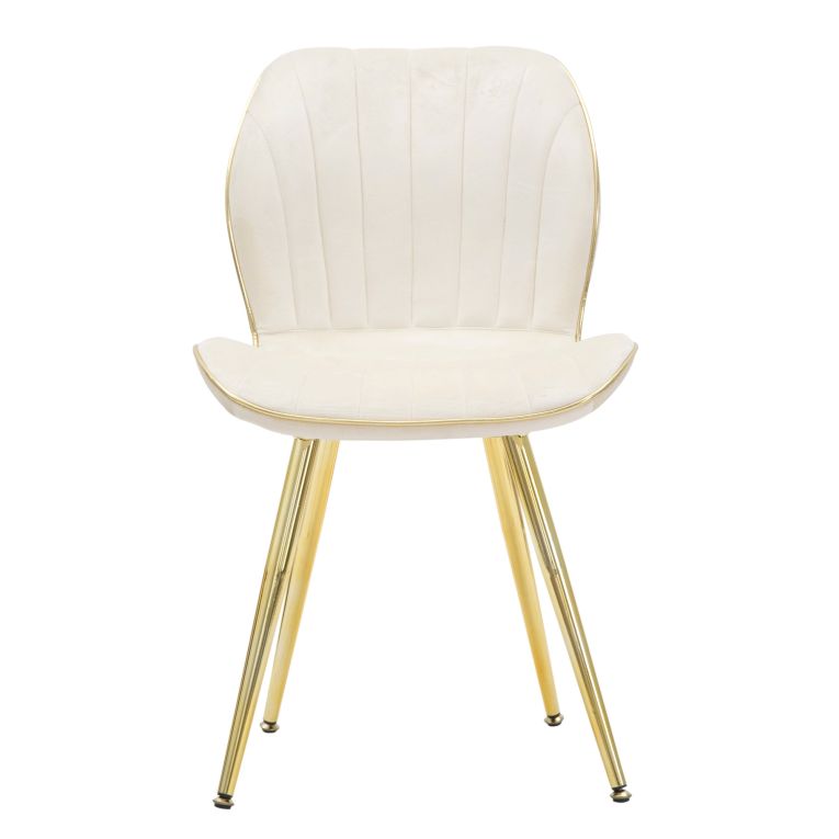Sedia Bianco Crema oro 2 Sedie Rivestimento in Velluto, Imbottito - Bohinj