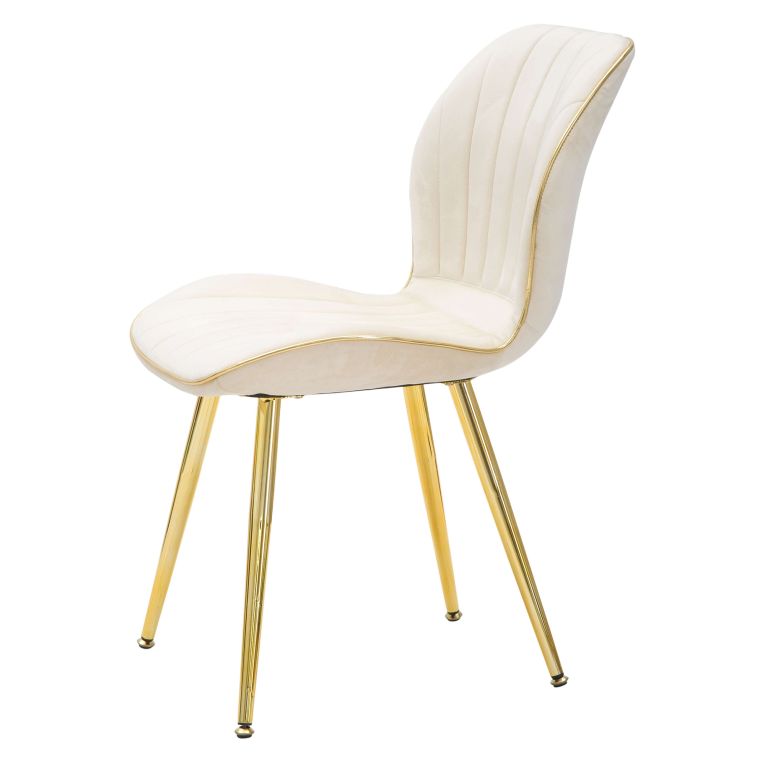 Sedia Bianco Crema oro 2 Sedie Rivestimento in Velluto, Imbottito - Bohinj