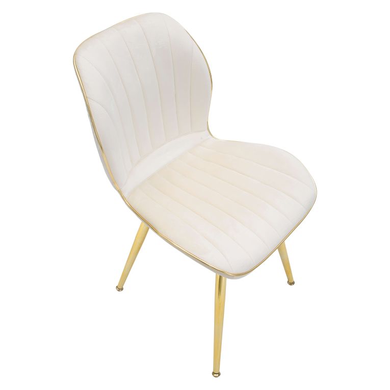 Sedia Bianco Crema oro 2 Sedie Rivestimento in Velluto, Imbottito - Bohinj