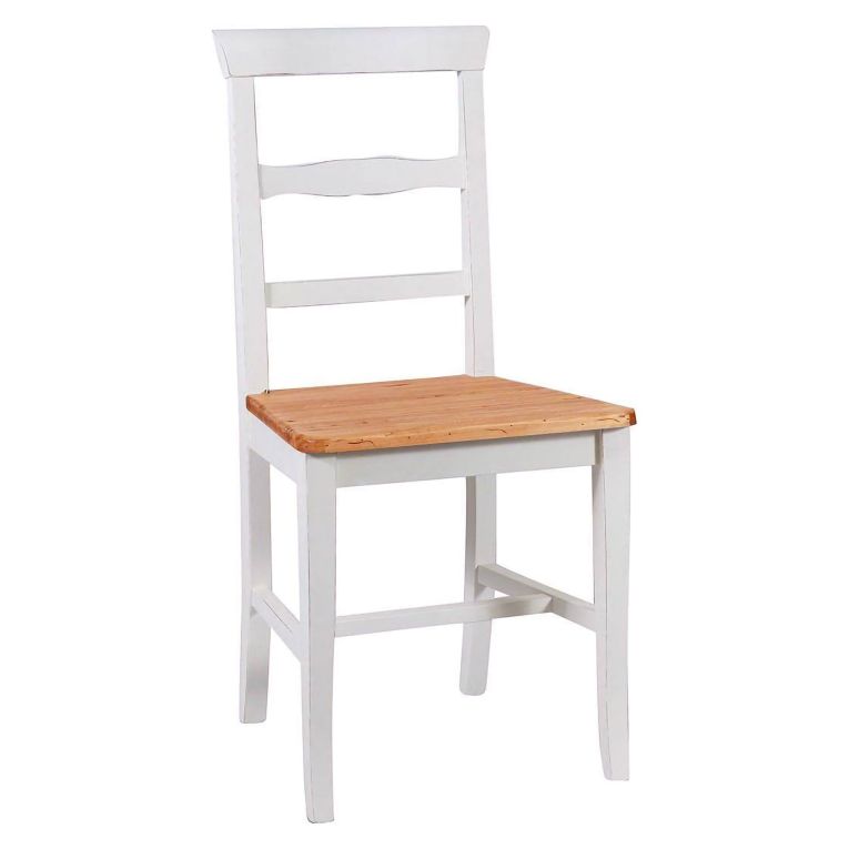 Sedia Bianco una Sedia Materiale Struttura in Legno, Colore Seduta Marrone - Attanasio
