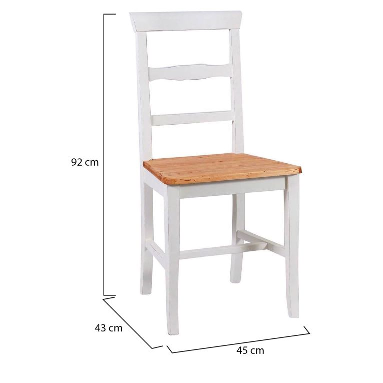 Sedia Bianco una Sedia Materiale Struttura in Legno, Colore Seduta Marrone - Attanasio