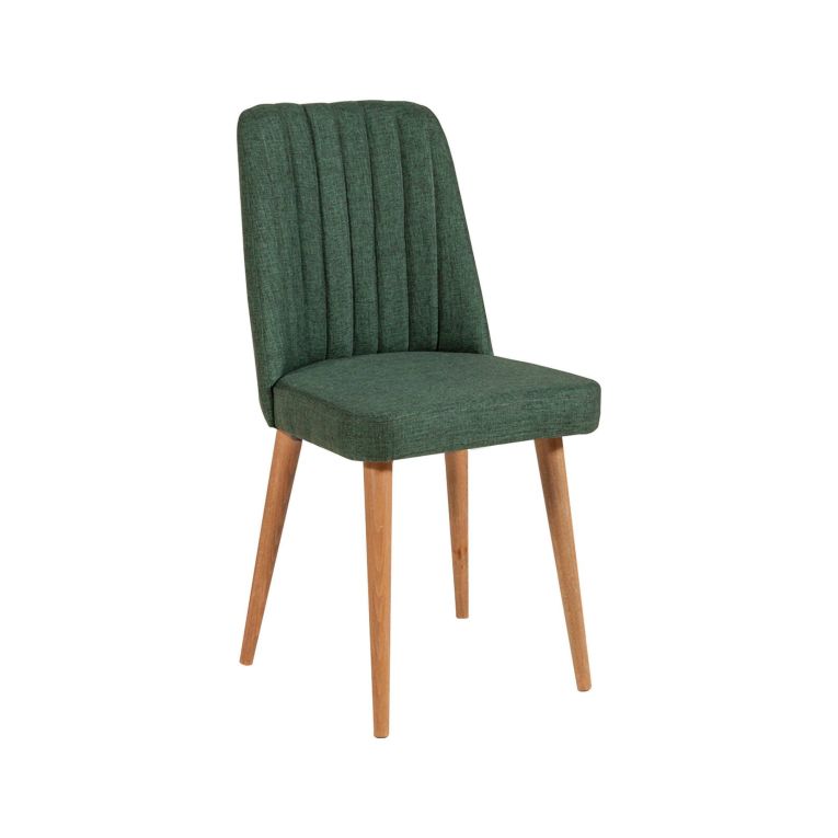 Sedia Cheleb, Seduta indoor, Sedia imbottita, Poltrona multiuso, 47x46 h89 cm, Quercia e Verde