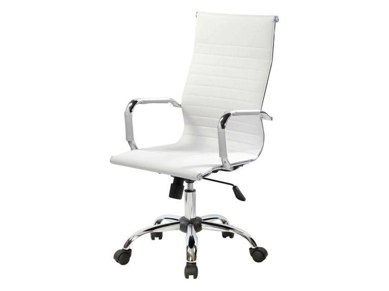 Sedia con Ruote Bianco Regolabile Imbottito, 5 Ruote - Gallico