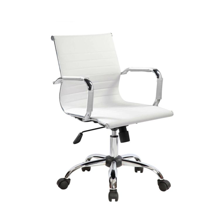 Sedia con Ruote Bianco Regolabile Imbottito, 5 Ruote - Gallicom