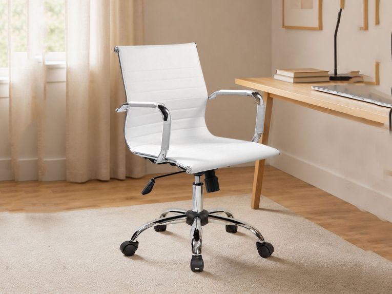 Sedia con Ruote Bianco Regolabile Imbottito, 5 Ruote - Gallicom