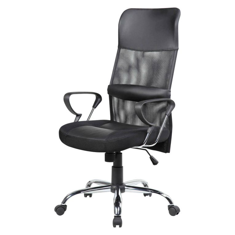 Sedia con ruote da ufficio imbottita con braccioli in tessuto nera - Ateleta