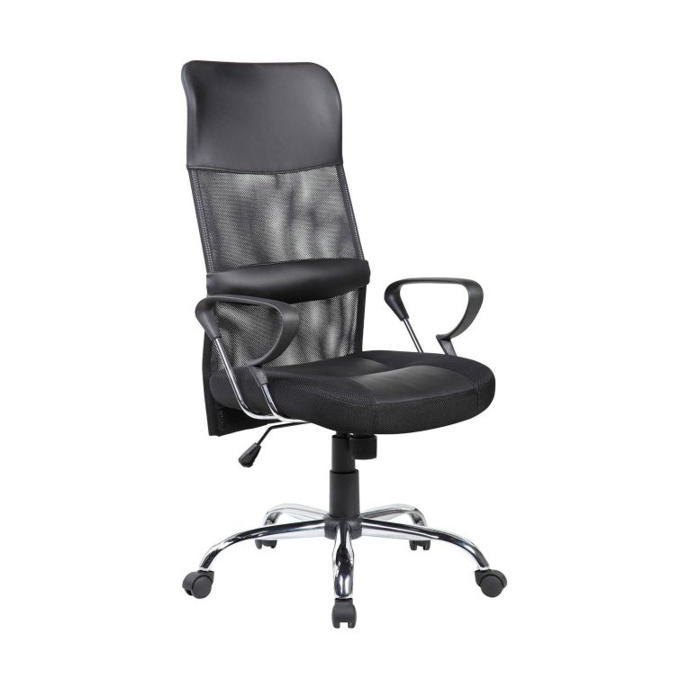 Sedia con ruote da ufficio imbottita con braccioli in tessuto nera - Ateleta