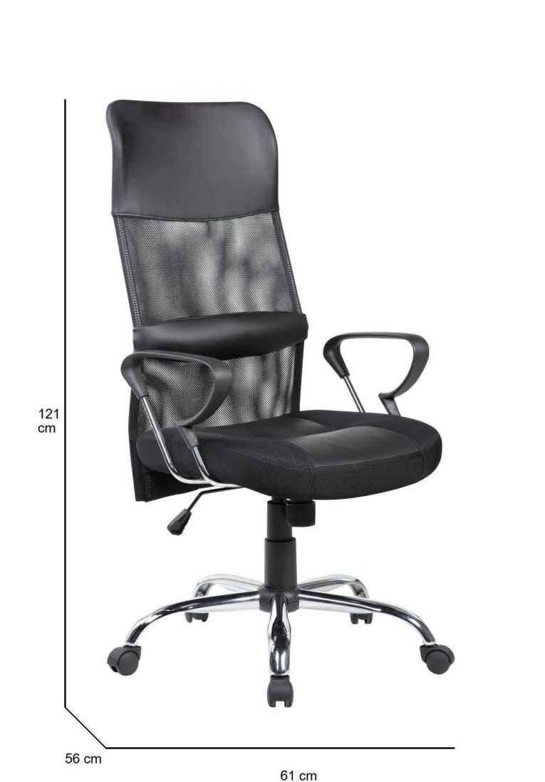 Sedia con ruote da ufficio imbottita con braccioli in tessuto nera - Ateleta