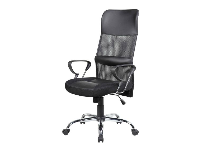Sedia con ruote da ufficio imbottita con braccioli in tessuto nera - Ateleta