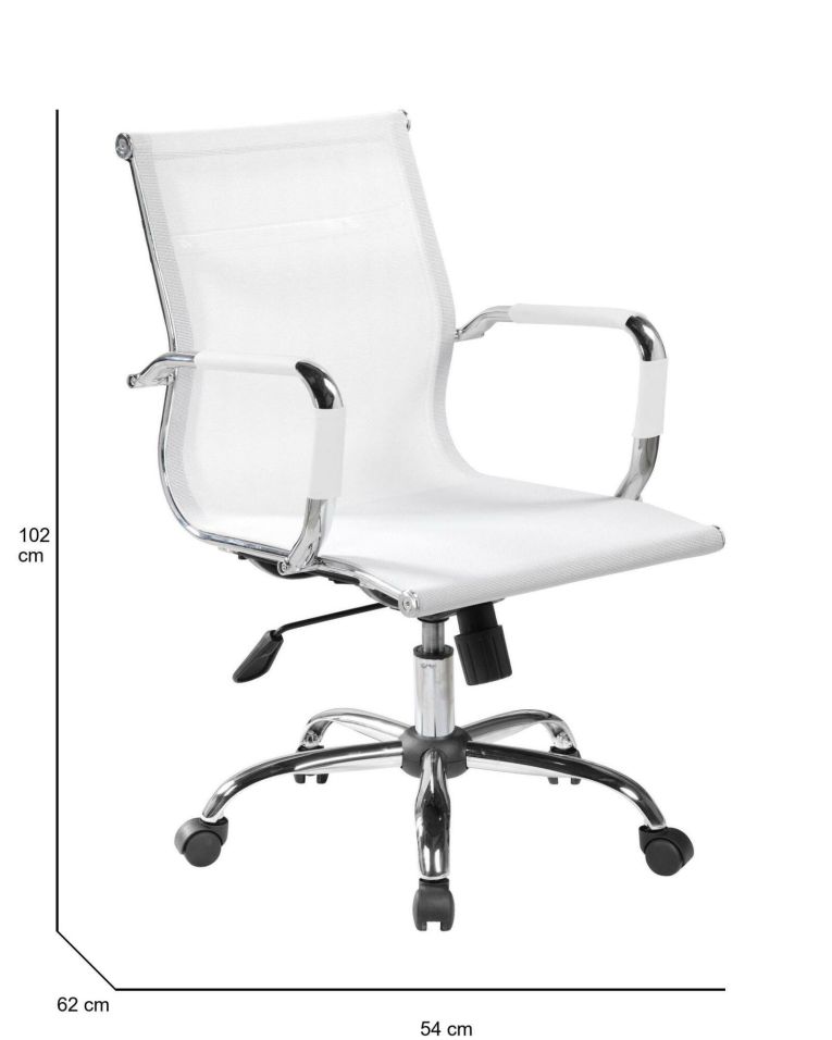Sedia con ruote Dfrosi, Bianco, 62x54h92-102 cm