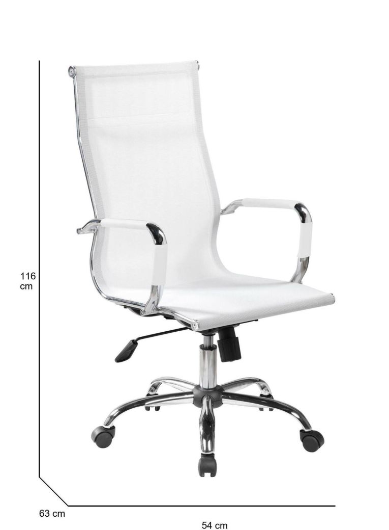 Sedia con ruote Dfrosi, Bianco, 63x54h106-116 cm