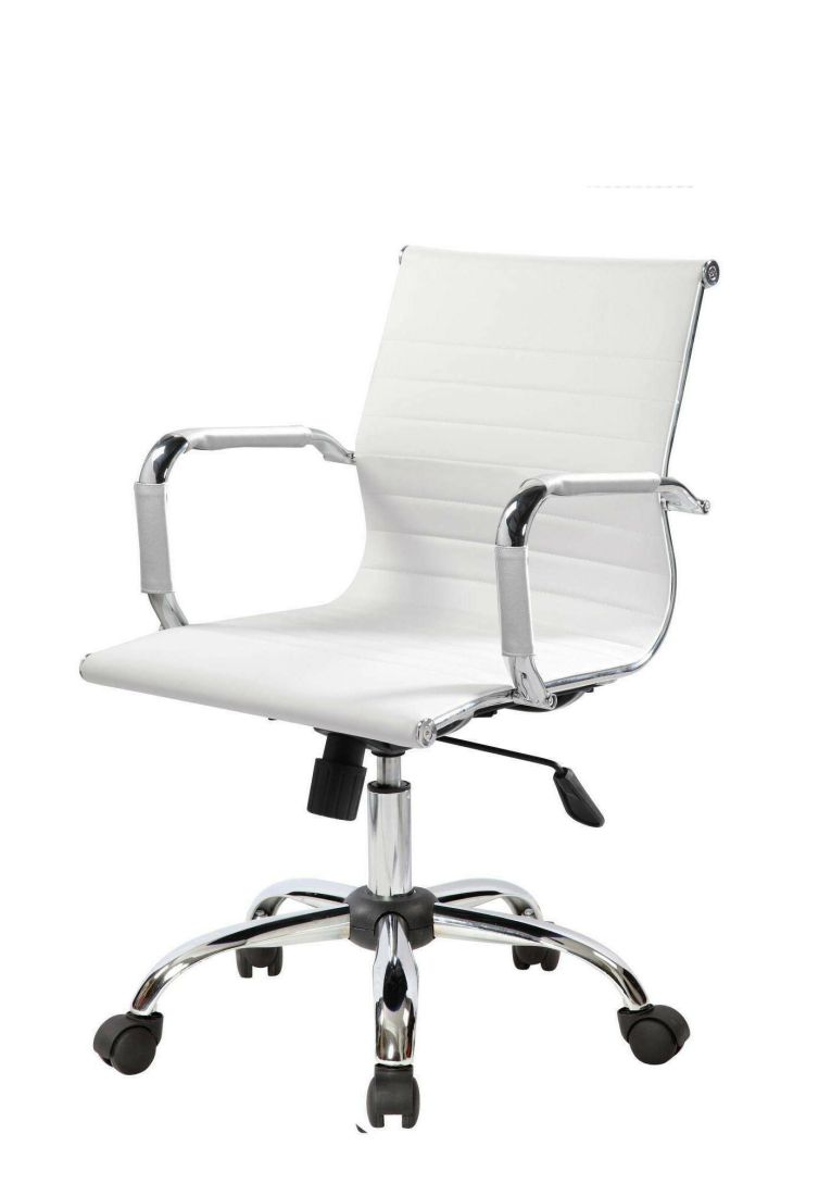 Sedia con ruote Dlemmen, Bianco, 62x54h92-102 cm