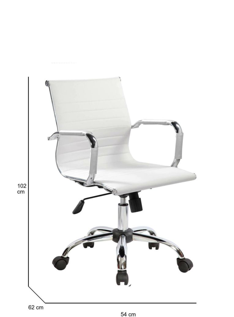 Sedia con ruote Dlemmen, Bianco, 62x54h92-102 cm