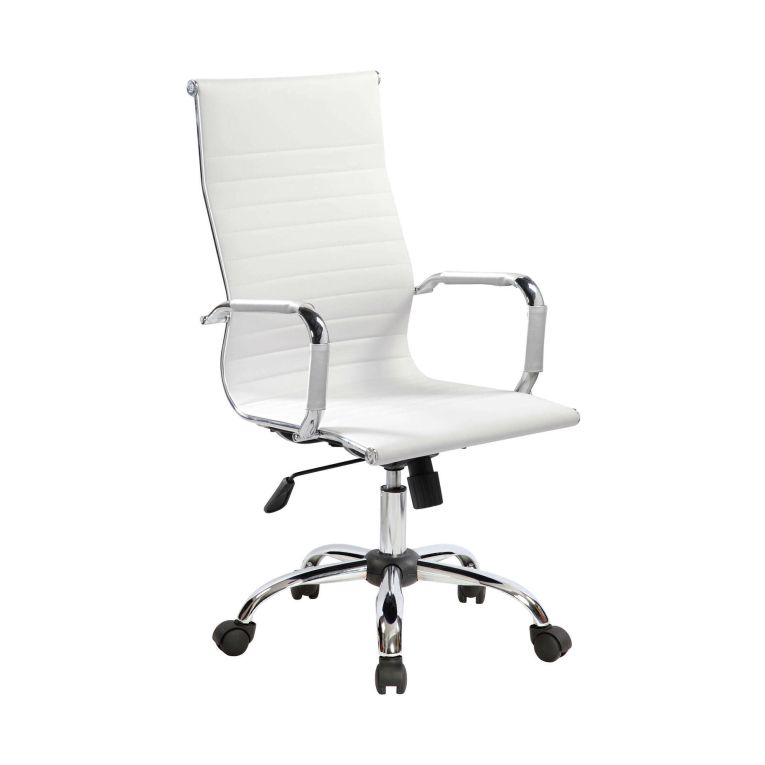 Sedia con ruote Dlemmen, Bianco, 63x54h106-116 cm