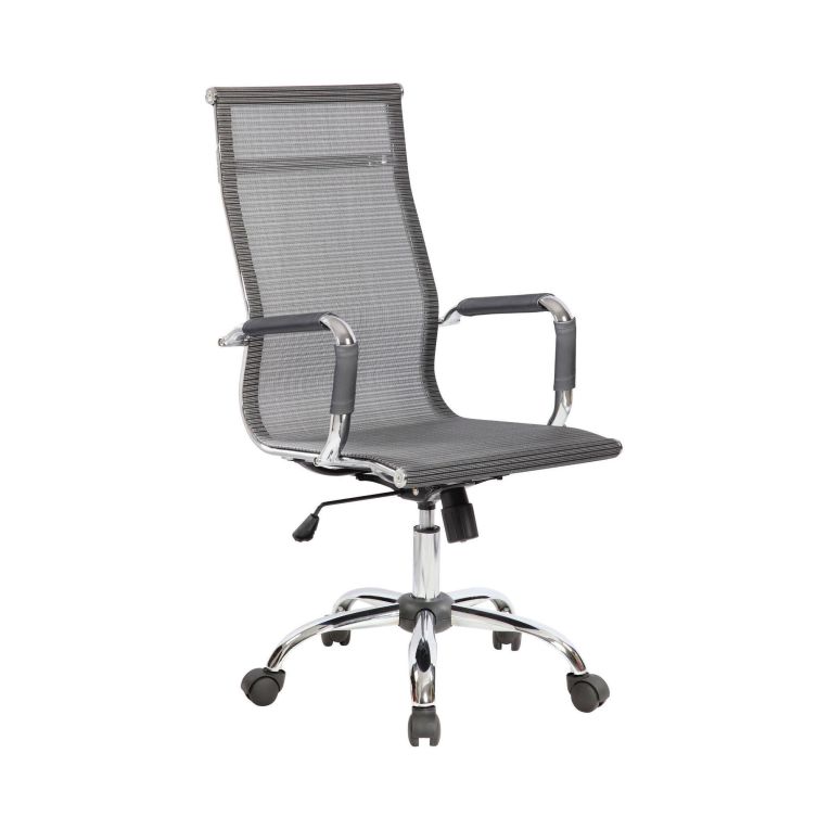Sedia con Ruote Grigio Regolabile Imbottito, 5 Ruote - Traversone