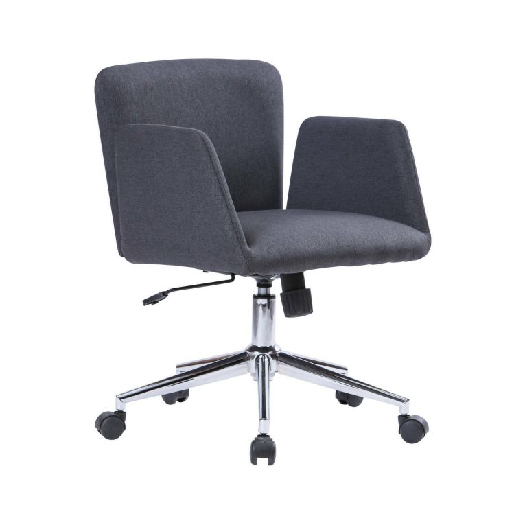 Sedia con ruote moderna con braccioli in ecopelle grigia - Assoro