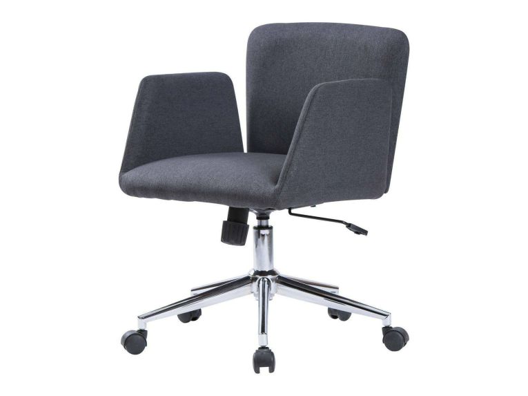 Sedia con ruote moderna con braccioli in ecopelle grigia - Assoro