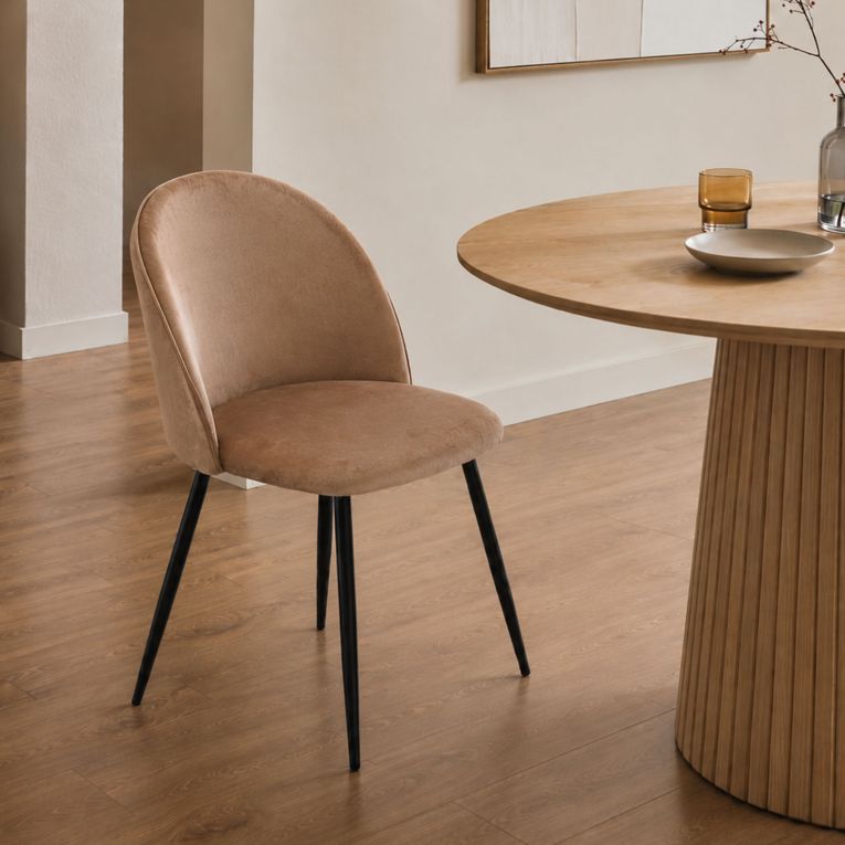 Sedia cucina imbottita in velluto beige - Achito
