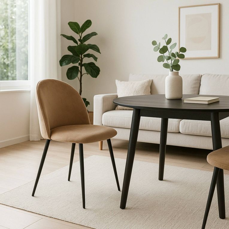 Sedia cucina imbottita in velluto beige - Achito