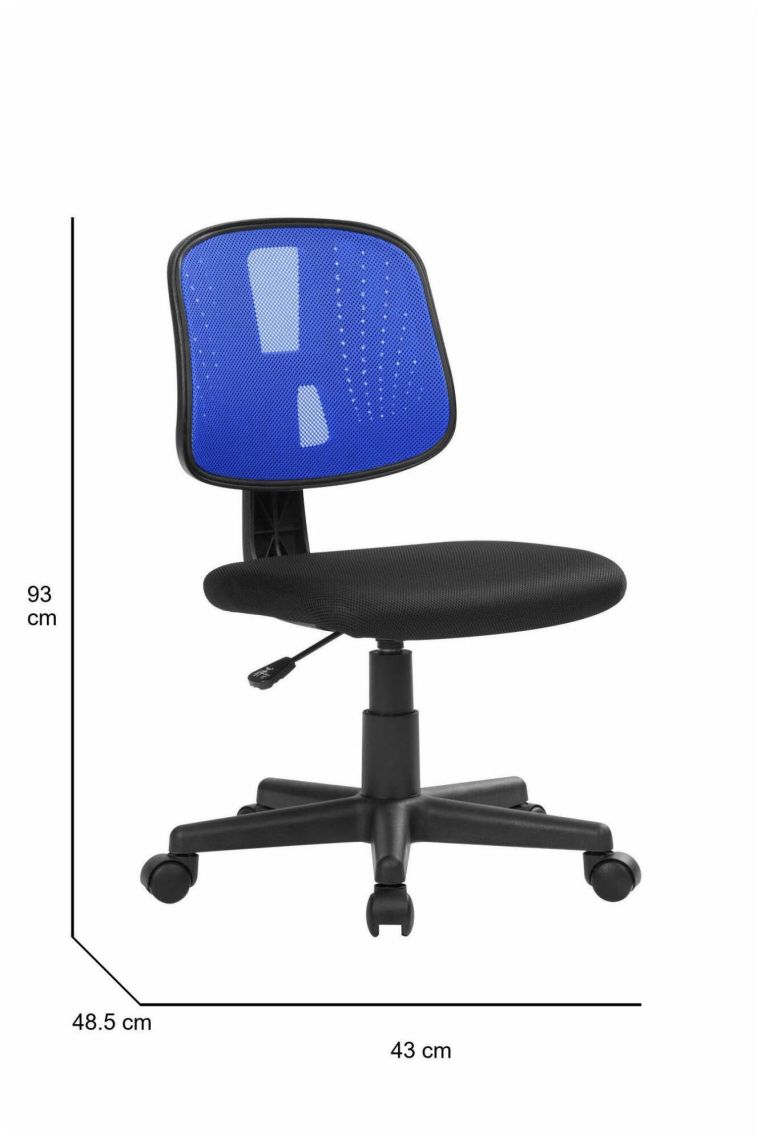 Sedia da computer con ruote imbottita con braccioli in ecopelle nera e blu - Cefeo