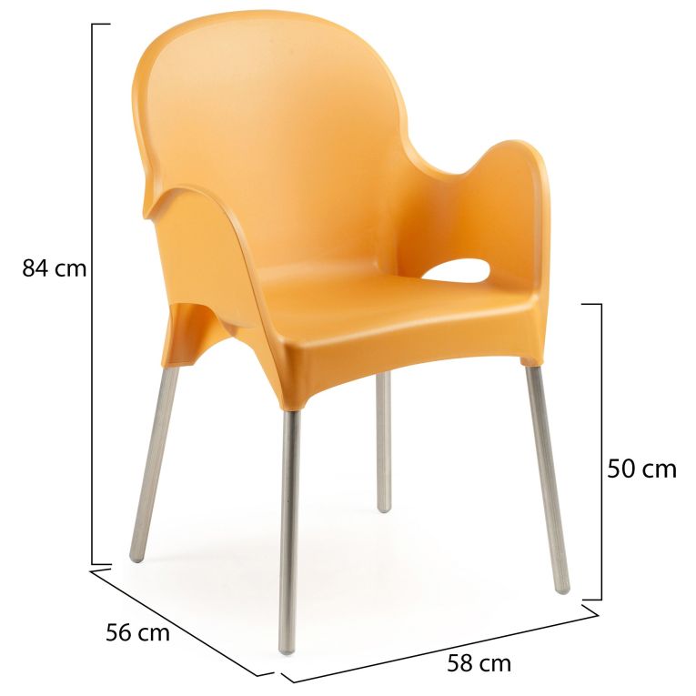 Sedia da Esterno Arancione 4 Sedie Impilabile, Braccioli Made in Italy - Raimund