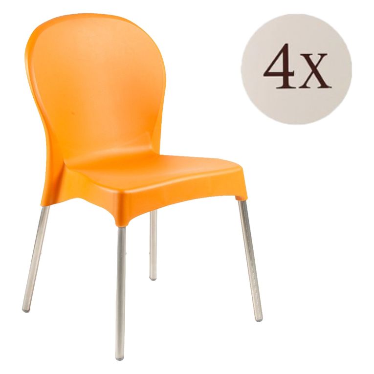 Sedia da Esterno Arancione 4 Sedie Impilabile, Peso Supportato 120 kg Made in Italy - Eclectic