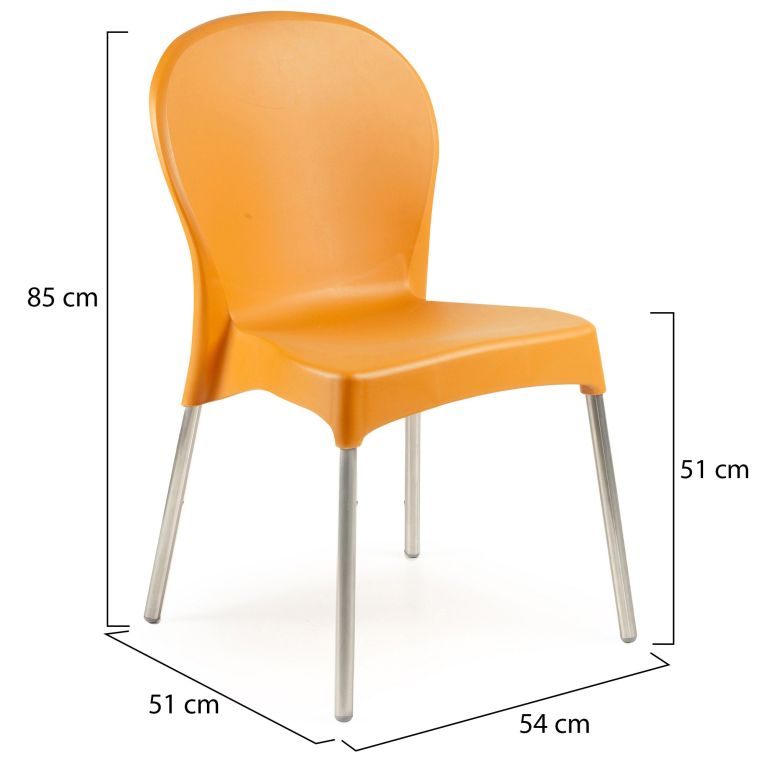 Sedia da Esterno Arancione 4 Sedie Impilabile, Peso Supportato 120 kg Made in Italy - Eclectic