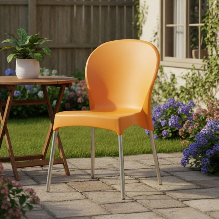 Sedia da Esterno Arancione una Sedia Impilabile, Peso Supportato 120 kg Made in Italy - Linder