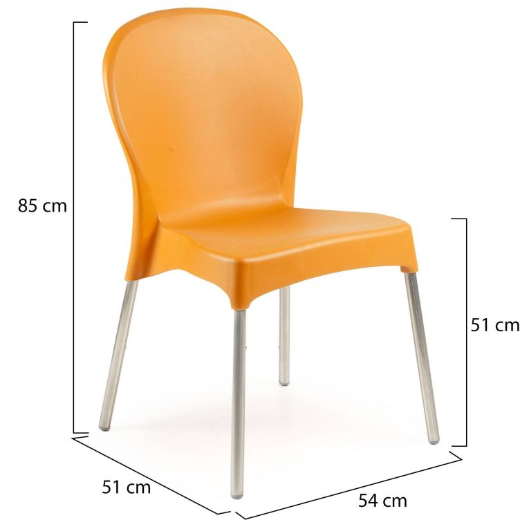 Sedia da Esterno Arancione una Sedia Impilabile, Peso Supportato 120 kg Made in Italy - Linder
