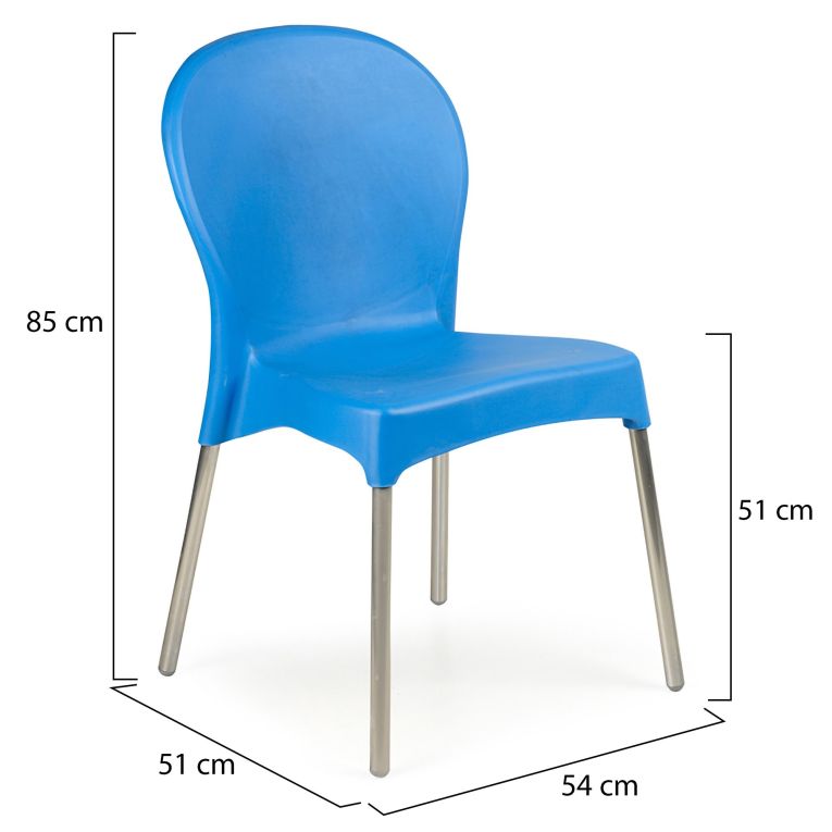 Sedia da Esterno Azzurro 4 Sedie Impilabile, Peso Supportato 120 kg Made in Italy - Eclectic
