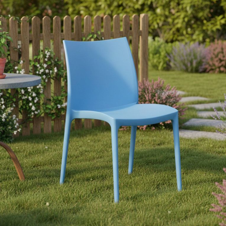 Sedia da Esterno Azzurro una Sedia Impilabile, Peso Supportato 120 kg Made in Italy - Grover