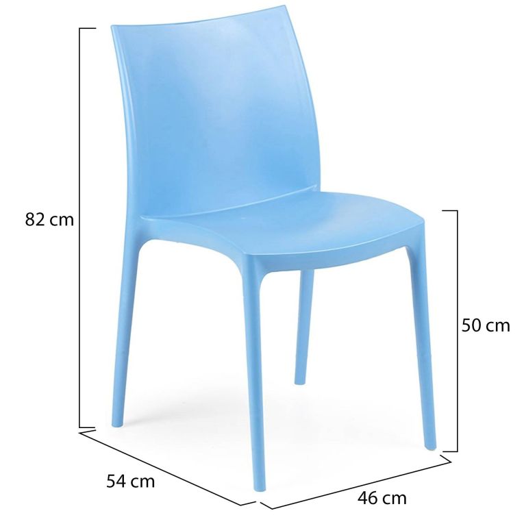 Sedia da Esterno Azzurro una Sedia Impilabile, Peso Supportato 120 kg Made in Italy - Grover