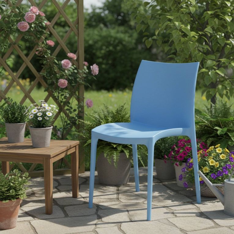 Sedia da Esterno Azzurro una Sedia Impilabile, Peso Supportato 120 kg Made in Italy - Grover