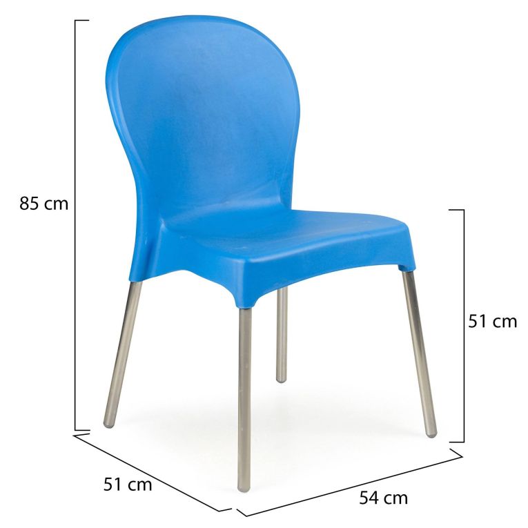 Sedia da Esterno Azzurro una Sedia Impilabile, Peso Supportato 120 kg Made in Italy - Linder